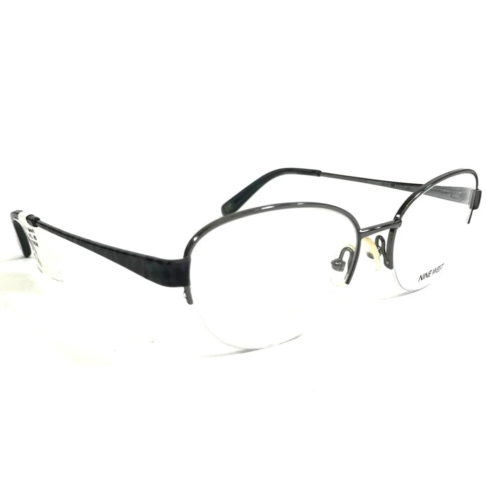 Nine West Eyeglasses Frames NW106 035 Gunmetal Gray Oval Half Rim 52-17-135